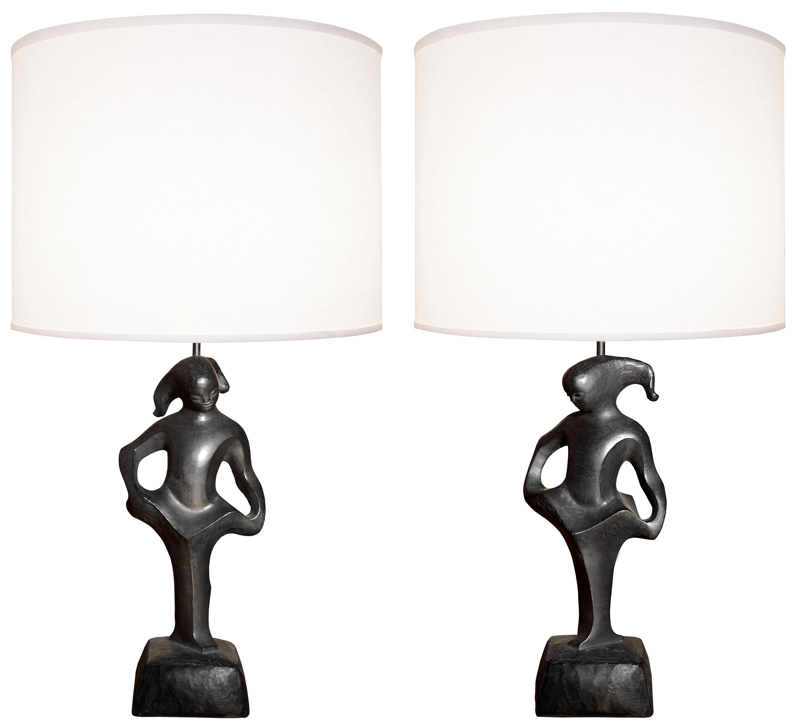 Pair of Black Abstract Figural Lamps by RIMA NY