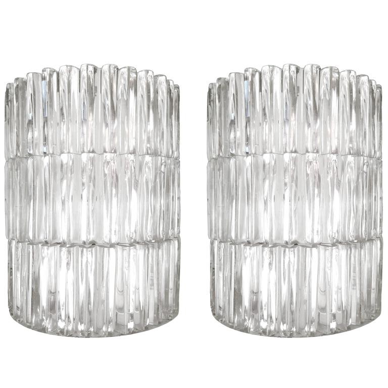 Pair of Venini Fluted Glass Sconces 