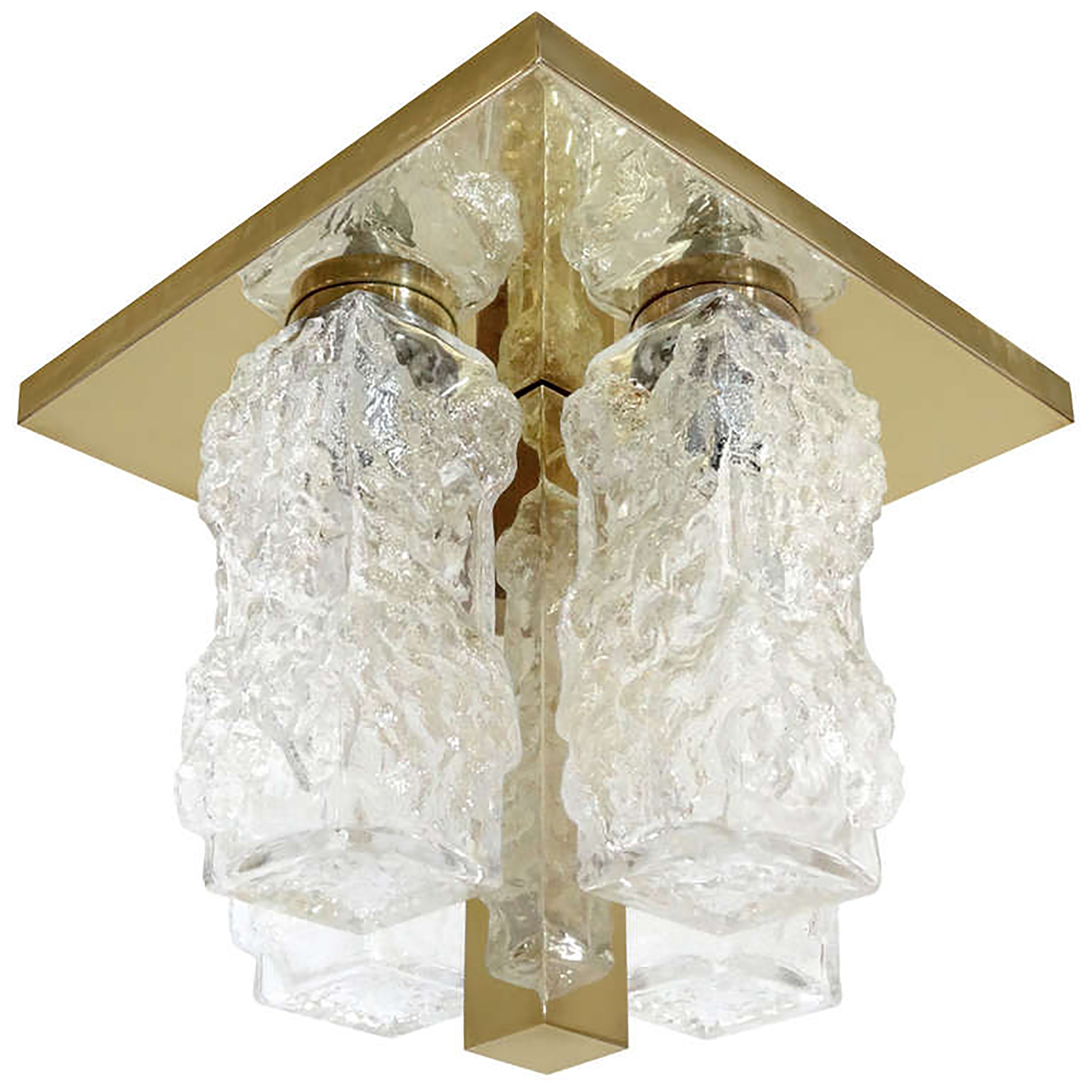 J.T. Kalmar Glass and Brass Ceiling Fixture