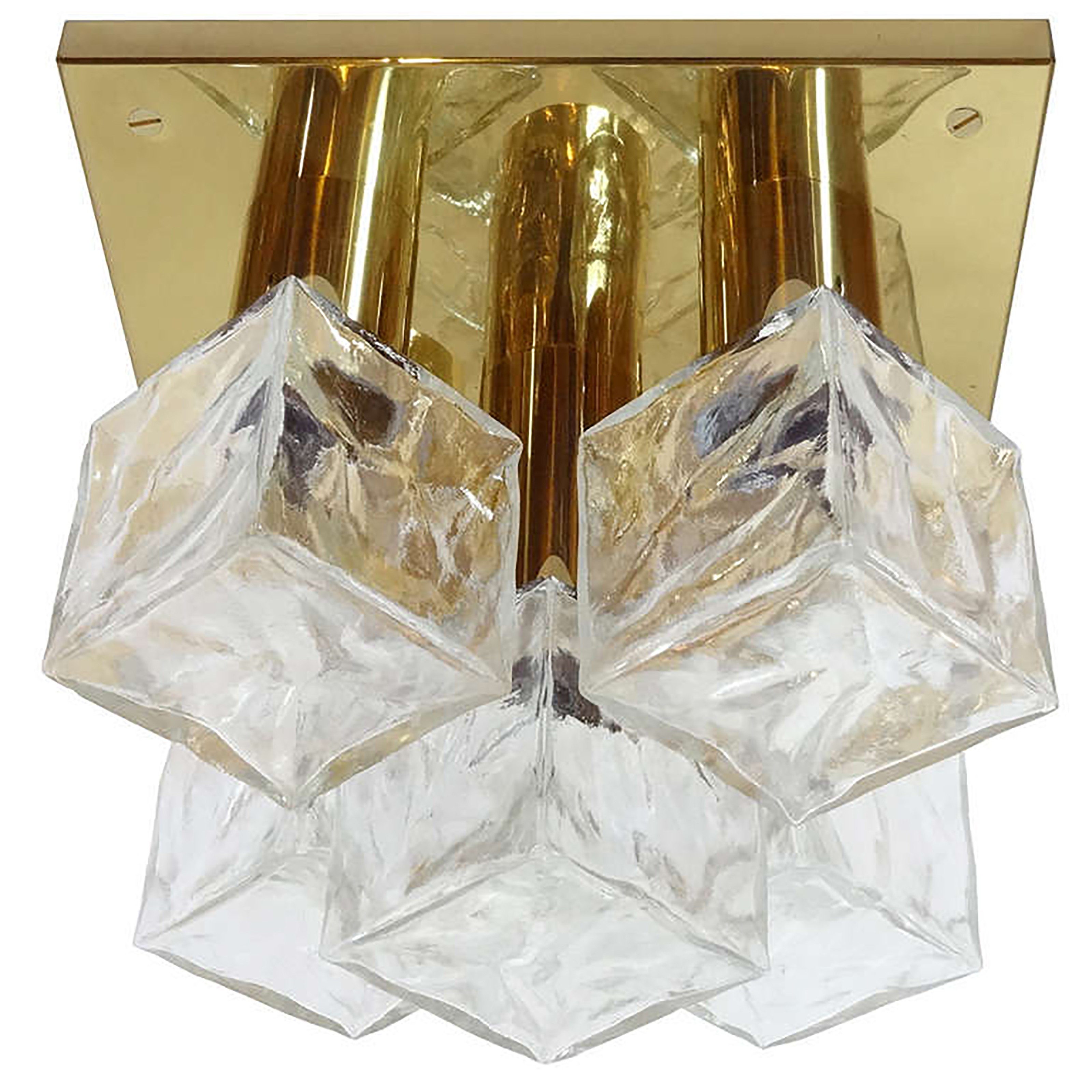 J.T. Kalmar Brass and Glass Ceiling Fixture