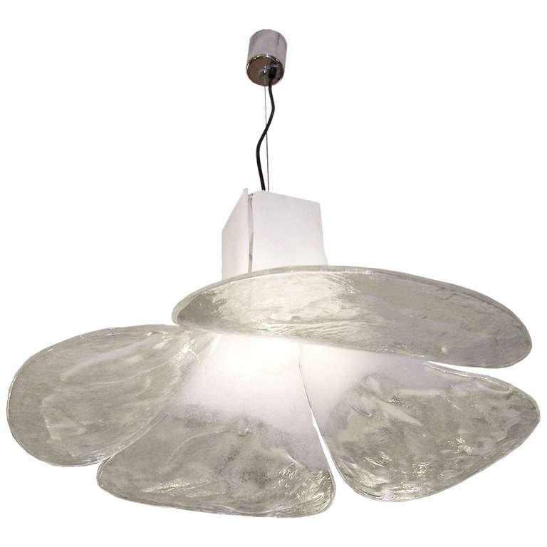 Carlo Nason for Mazzega Fixture in White and Clear Glass