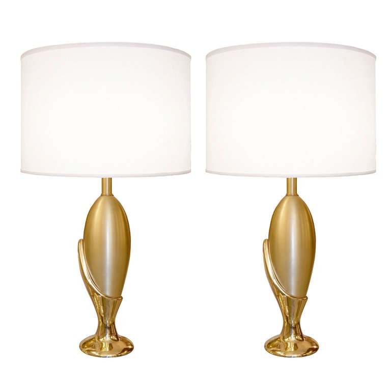 Pair of Sculptural French Cast Bronze Table Lamps