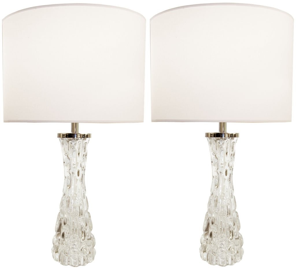 Pair of Orrefors Clear Crystal Lamps