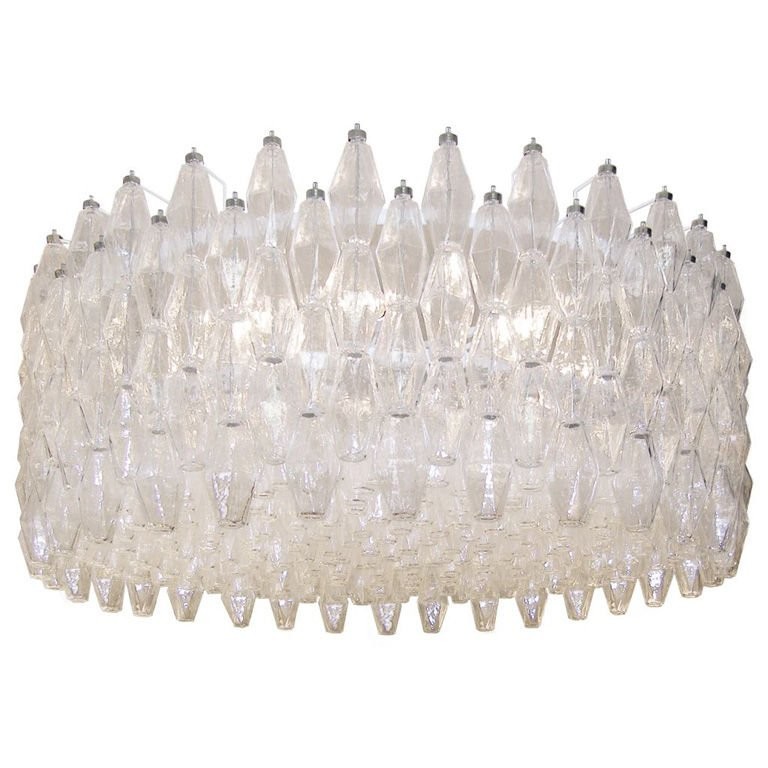 Venini Clear Glass Polyhedral Chandelier