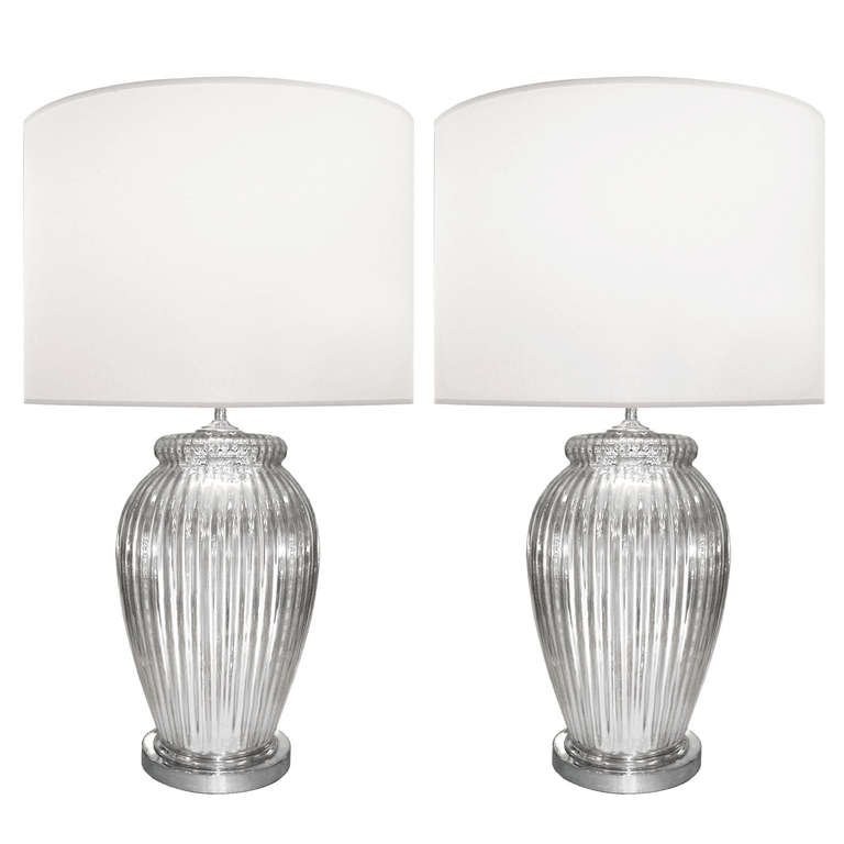 Pair of Fluted Mercury Glass Lamps