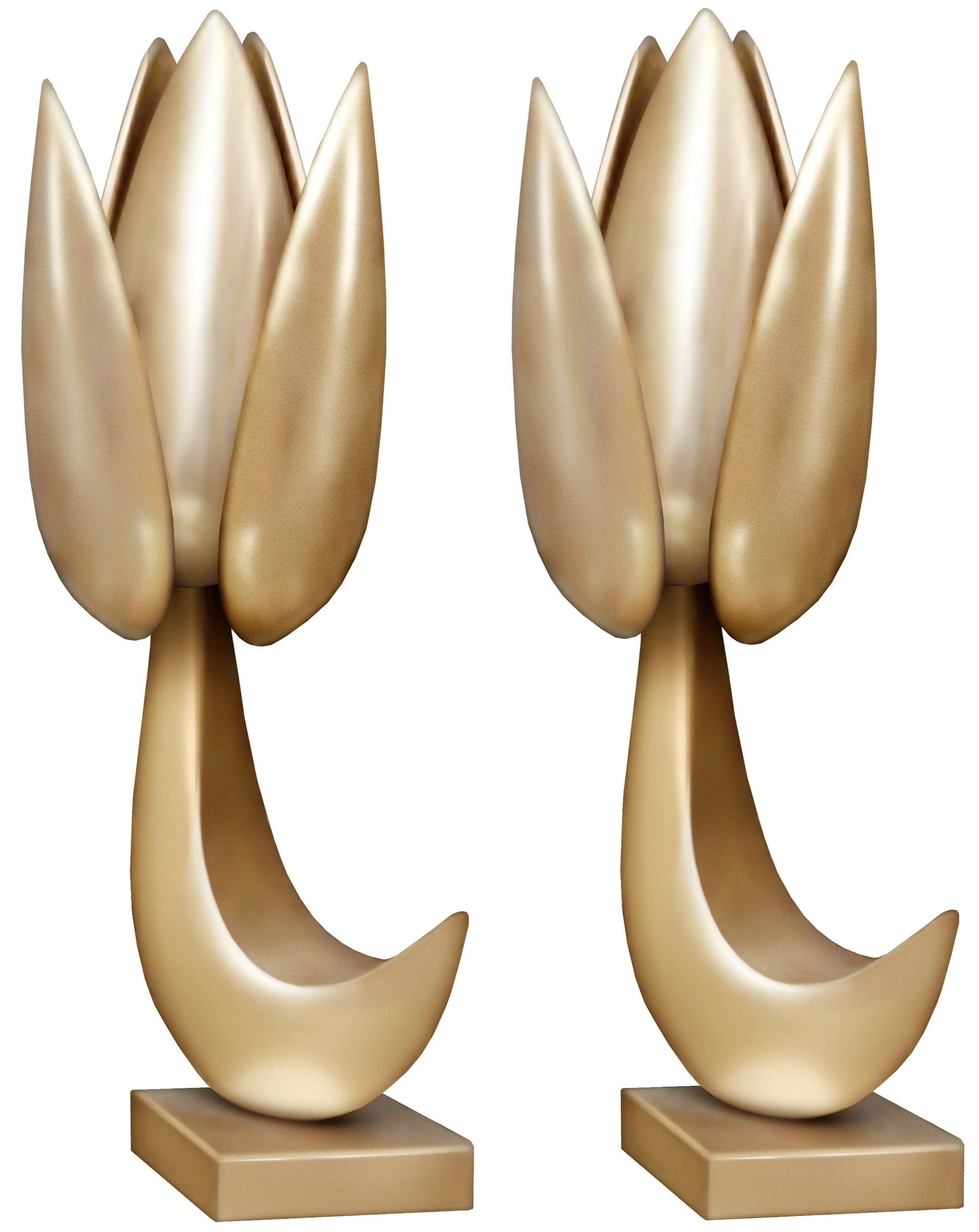 Pair of French Abstract Sculptural Bronze Lamps