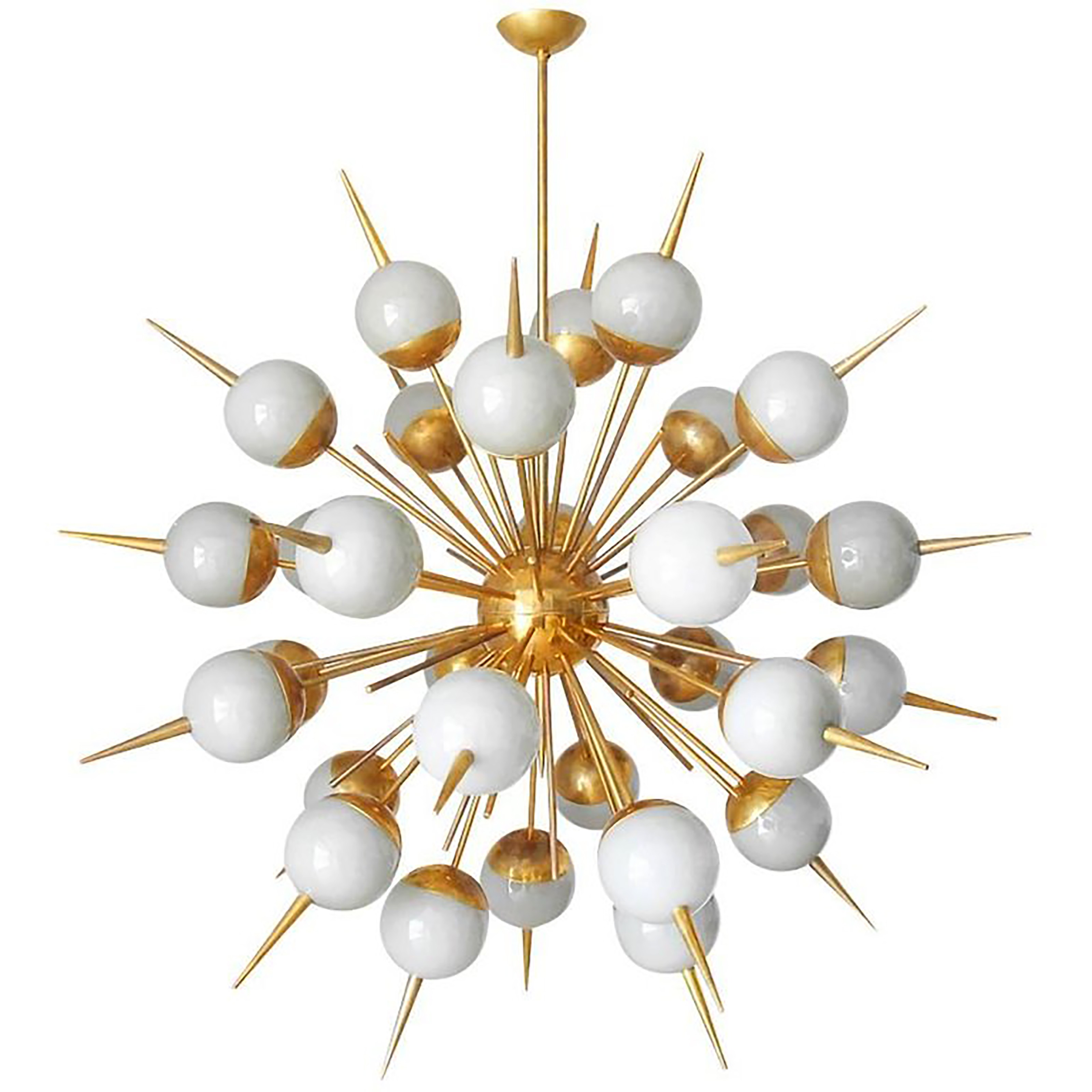 Large Gilt Brass and Glass Custom Chandelier