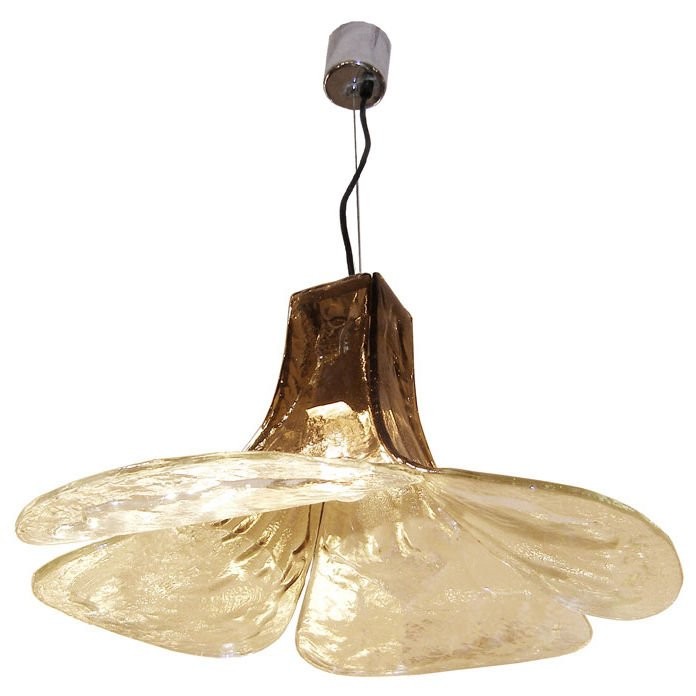 Carlo Nason for Mazzega Light Fixture in Tobacco and Clear Glass