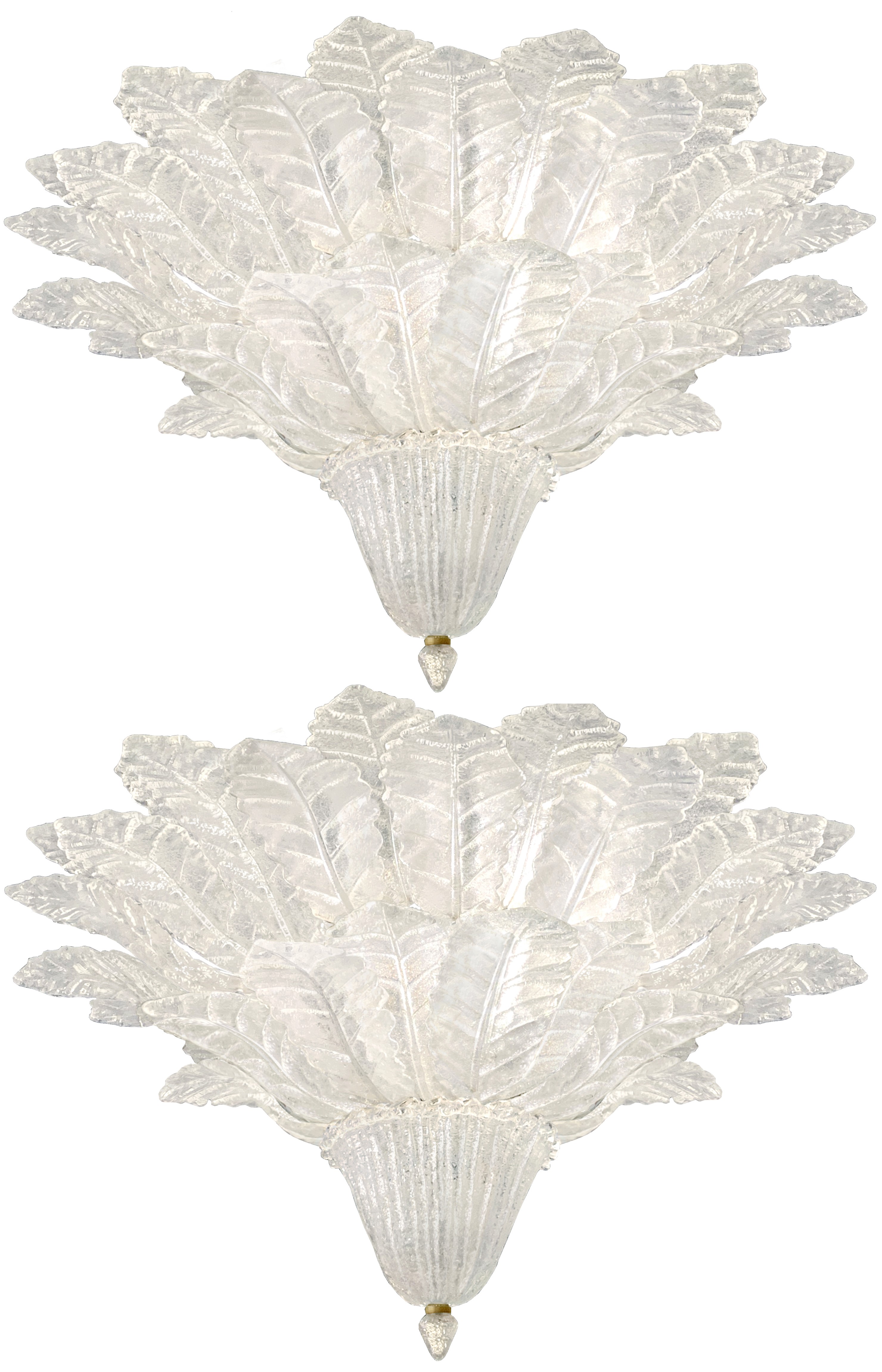 Pair of Barovier & Toso Glass Plume Chandeliers