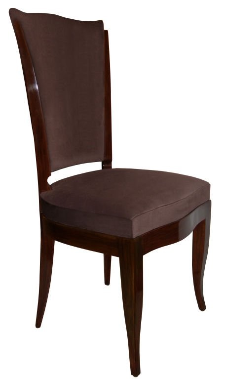 Set of 6 French High Back Walnut Dining Chairs