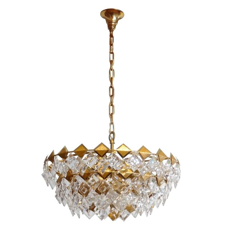 Gilt Brass and Glass Chandelier by Palwa