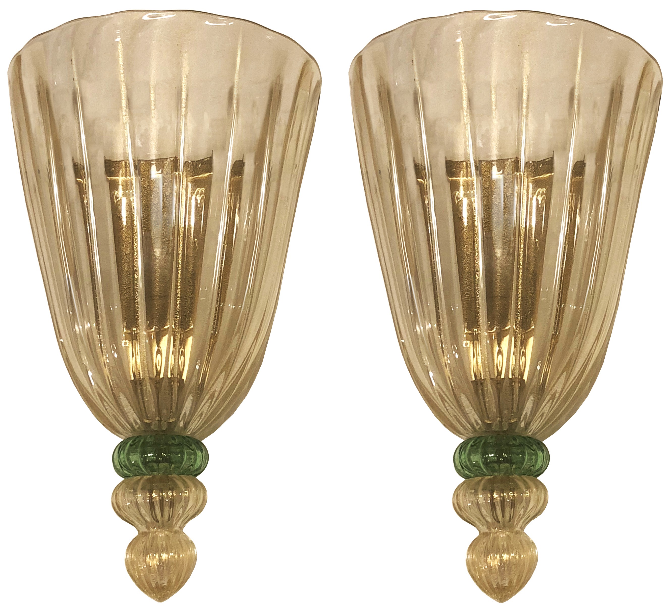 Pair of Barovier Fluted Glass Sconces