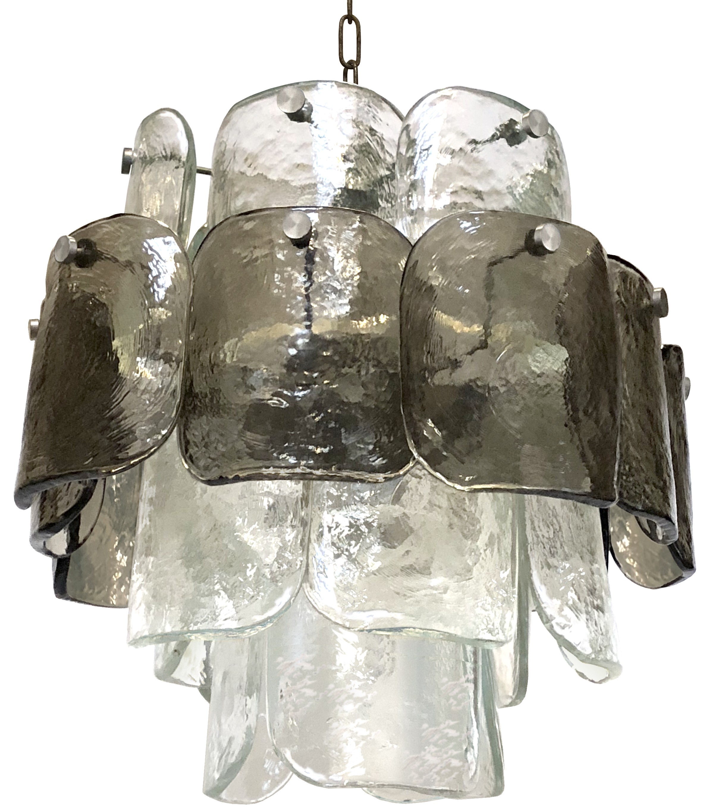Italian Smoky Grey and Clear Glass Chandelier