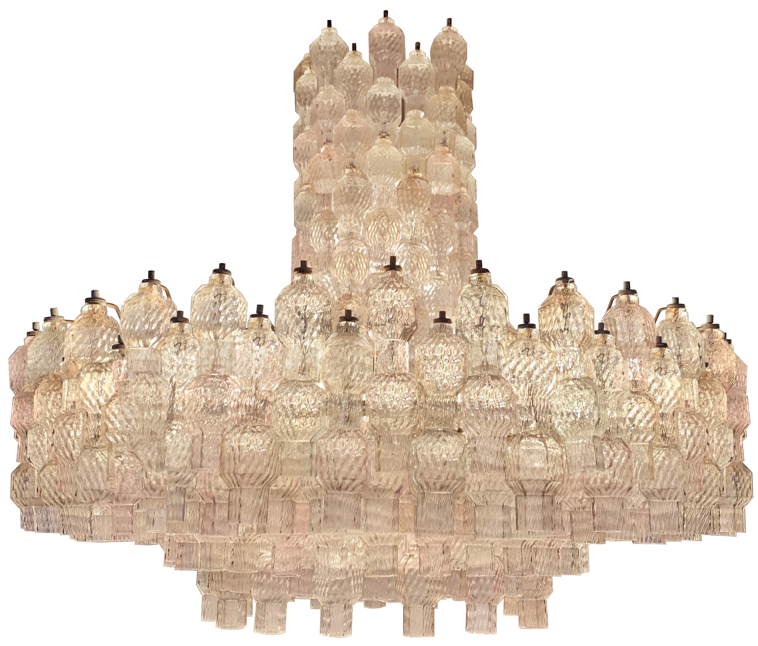 Original Pair of Seguso Vetri d'arte Chandeliers Designed by Flavio Poli 1960's 