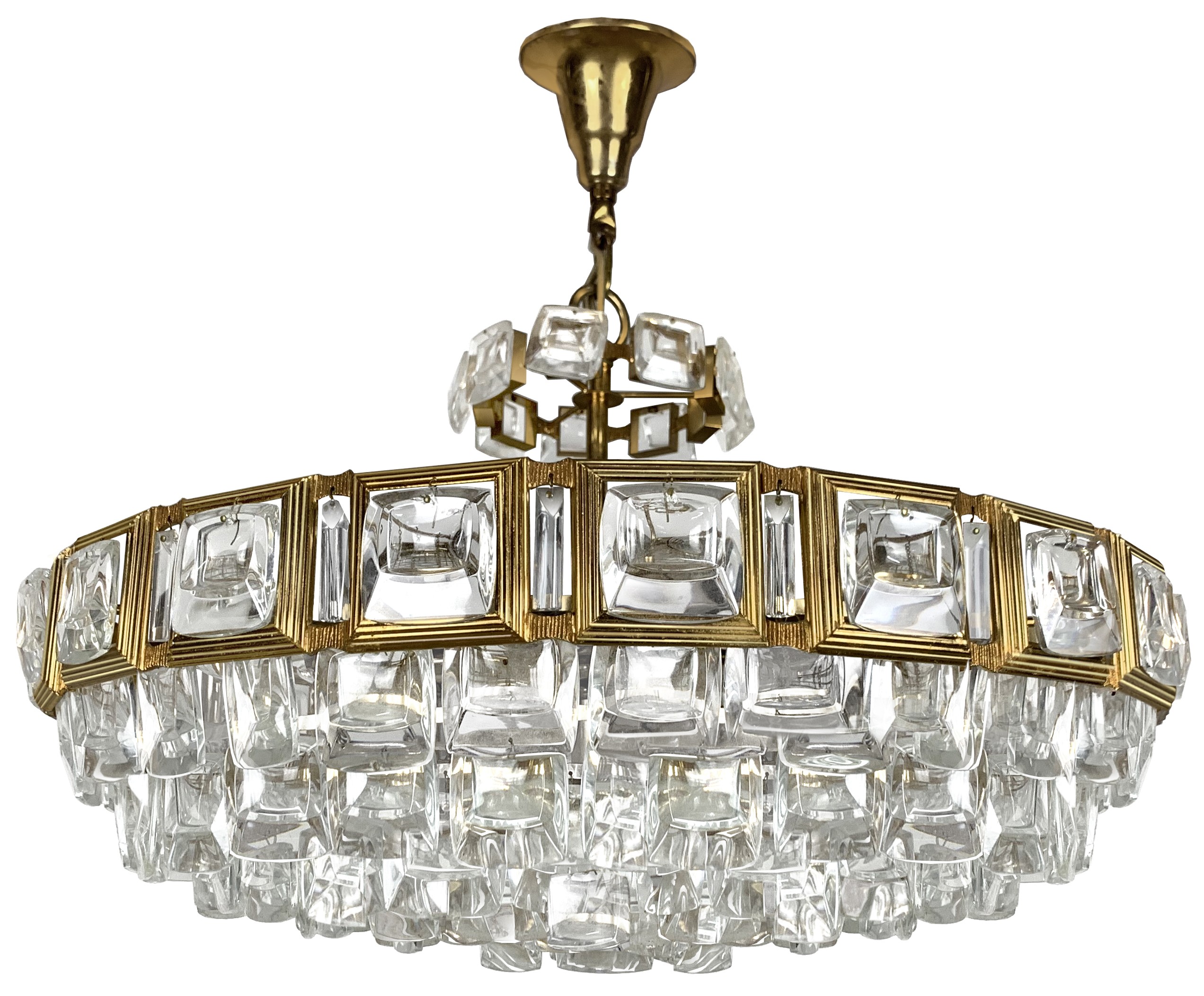 Palwa Brass and Glass Chandelier