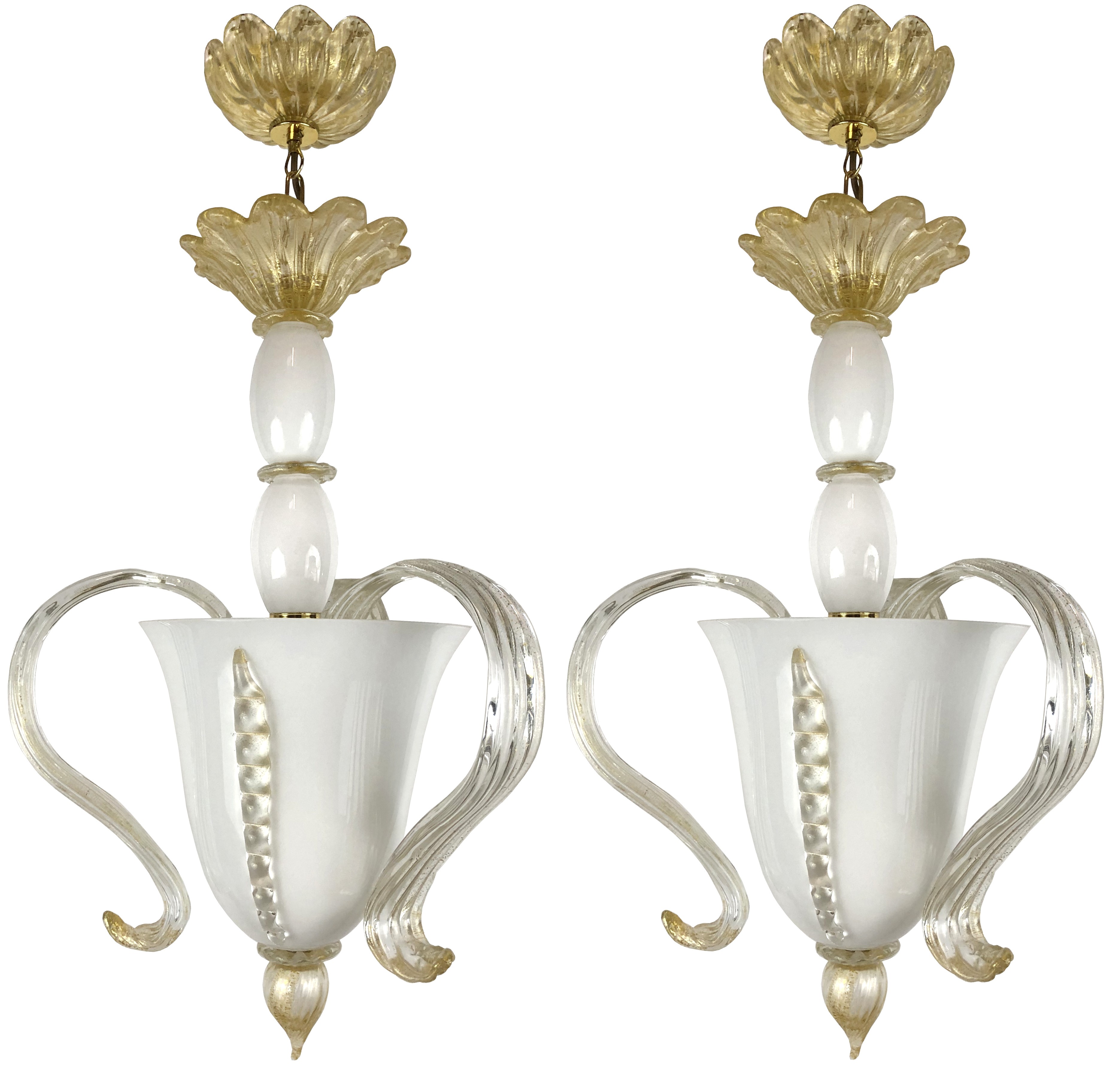 Pair of Italian Glass Chandeliers