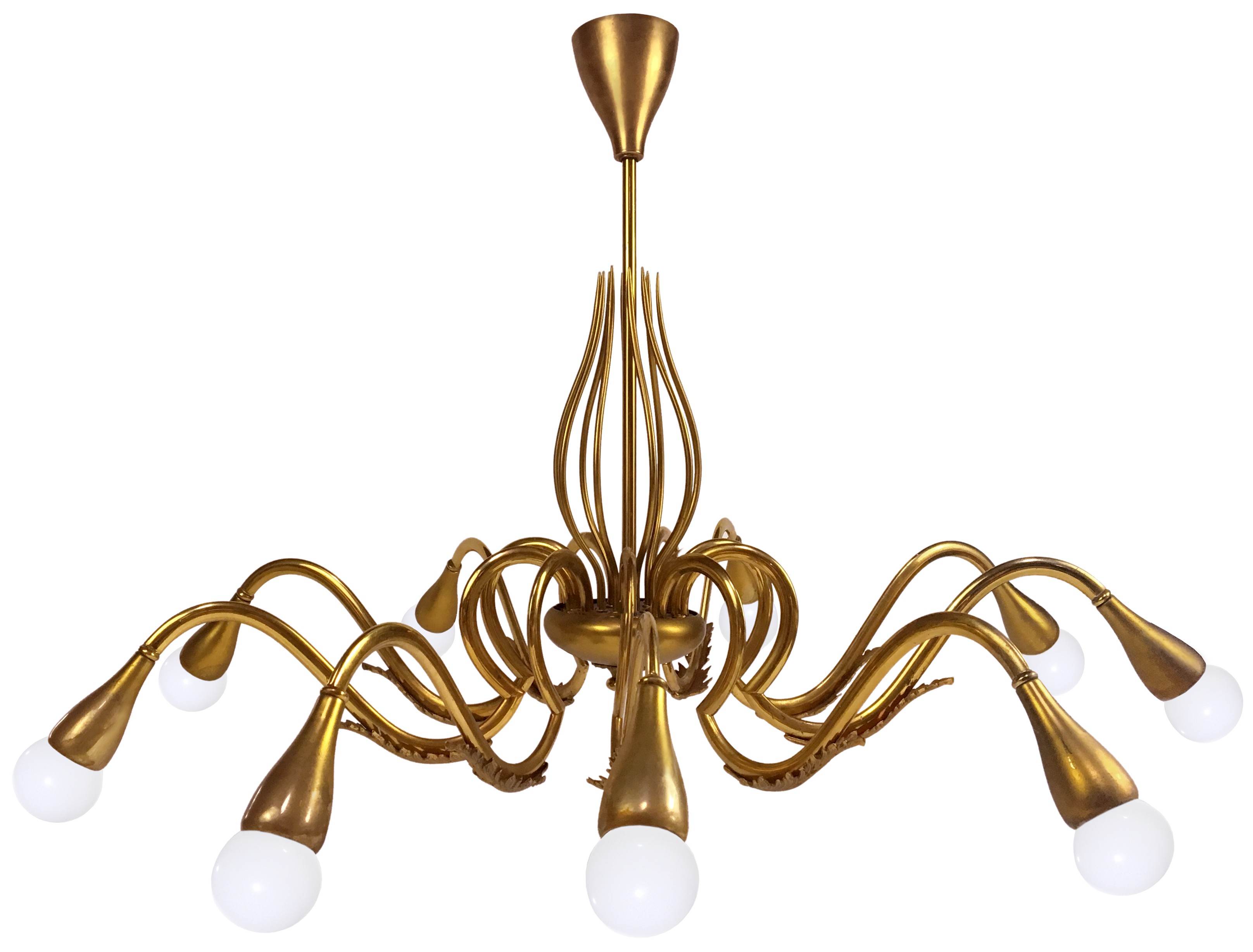 Large 1960s Italian Brass Chandelier