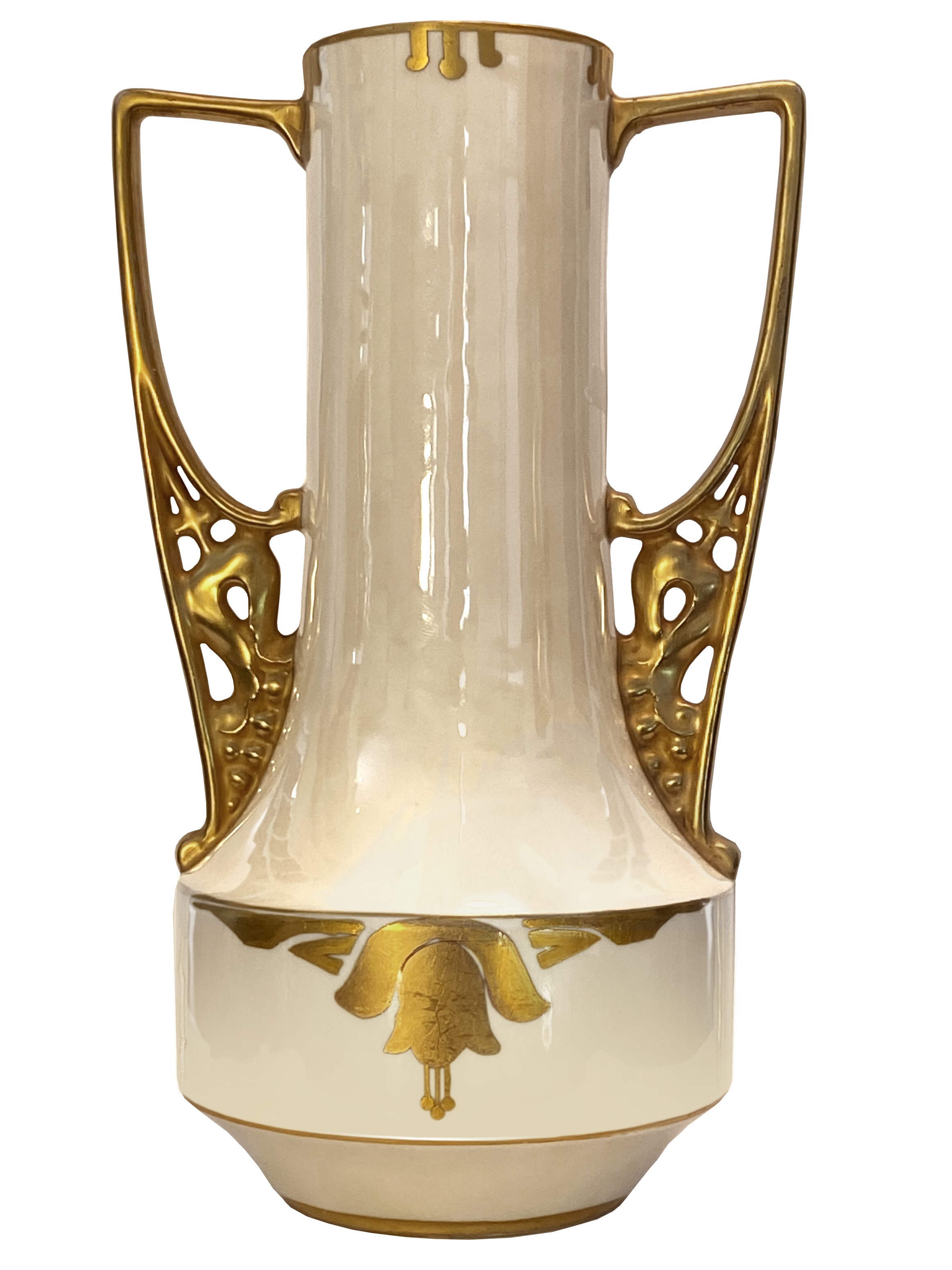 French Bavarian Art Nouveau Gilt Porcelain Vase