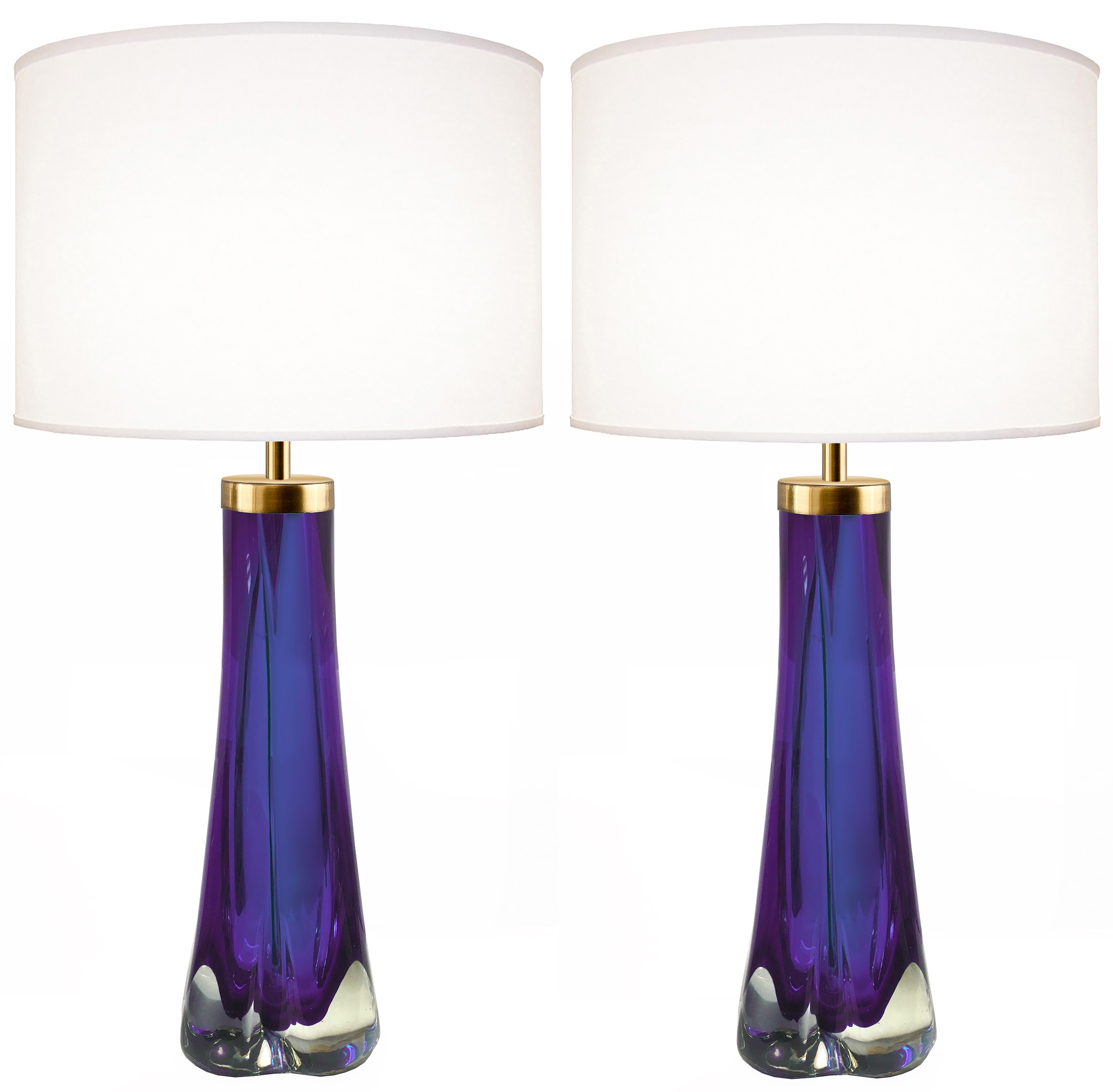 Pair of Thick Cased Purple Glass Lamps from Craig Van Den Brulle to Order