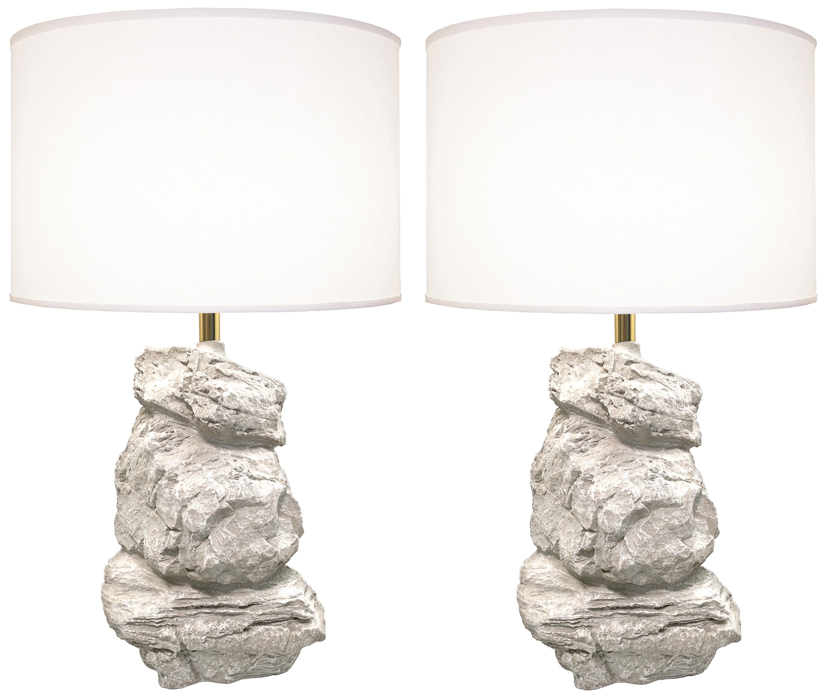 Pair of 1980s Sculptural Rock-Form Lamps