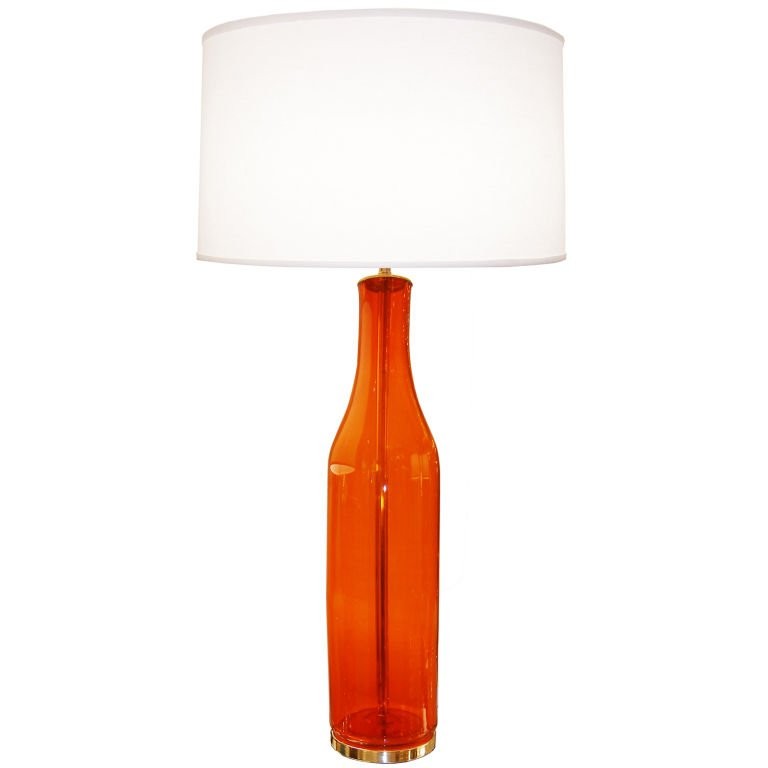 Blenko Large Orange Glass Lamp