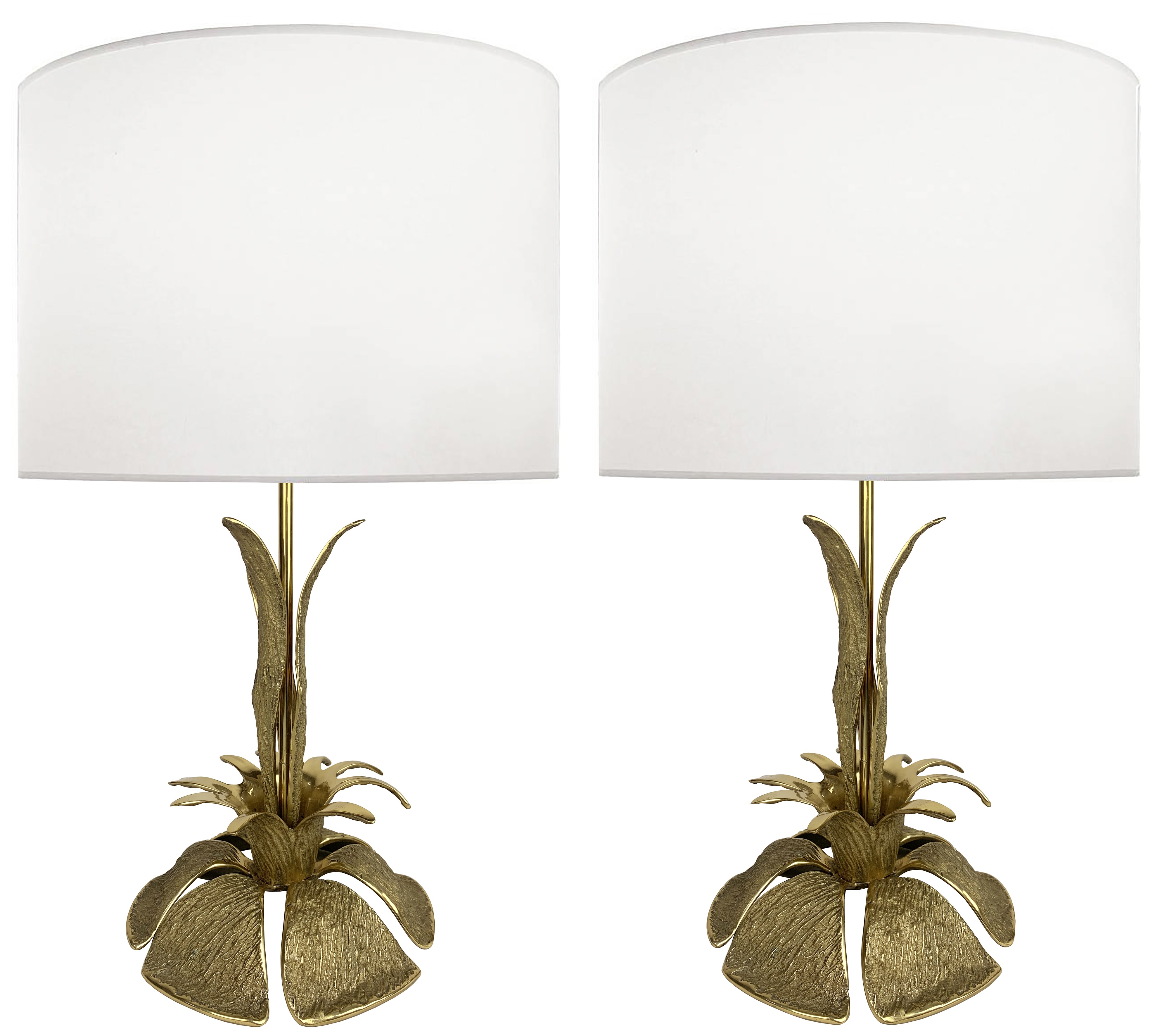 Pair of French Cast Bronze Table Lamps signed L. Voesy