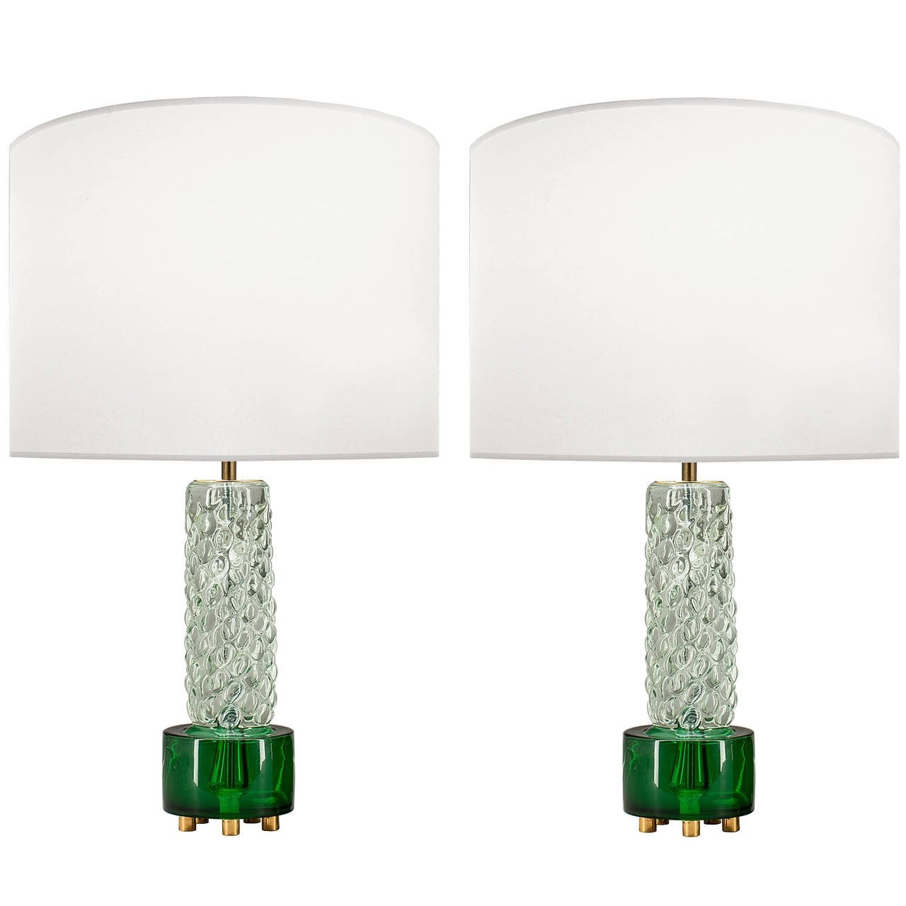 Pair of Scandinavian Glass Lamps