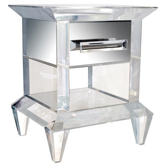 Lucere Lucite Table with Mirrored Drawer by Craig Van Den Brulle