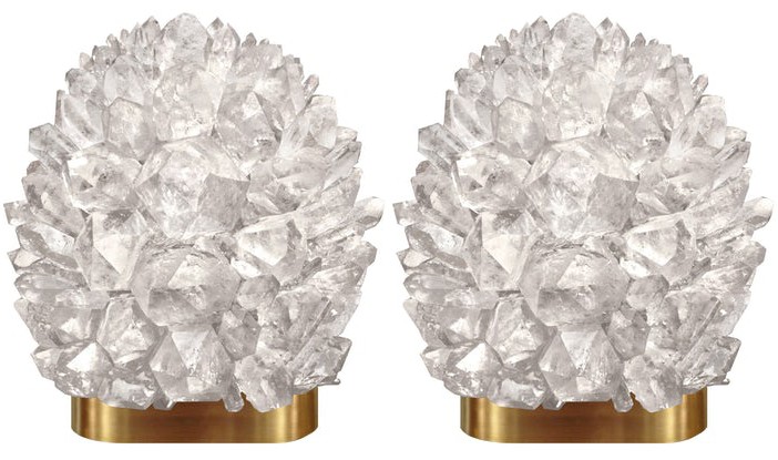 Pair of Rock Crystal and Bronze Sconces