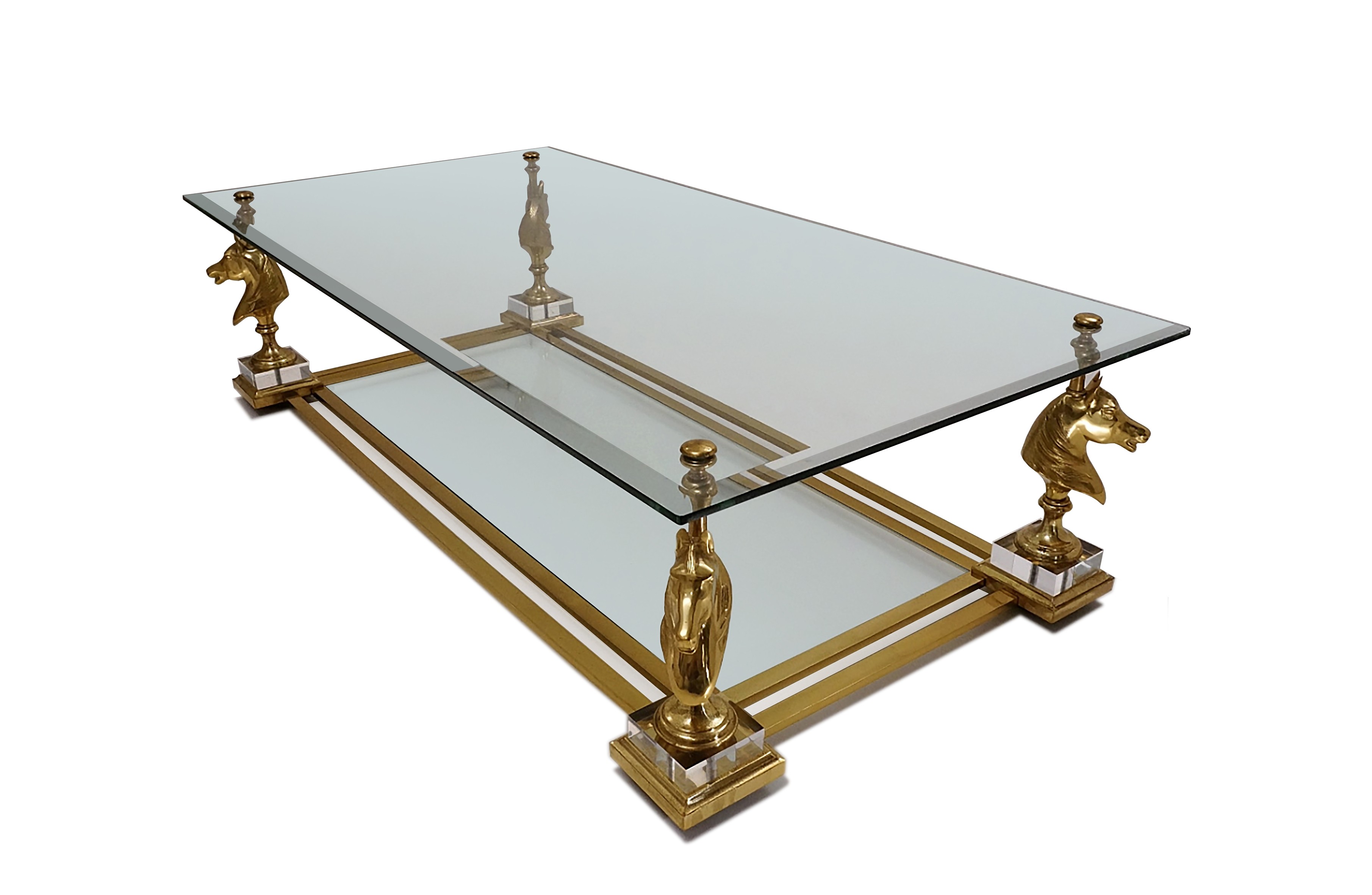 Gilt Bronze Horse Head Motif Coffee Table