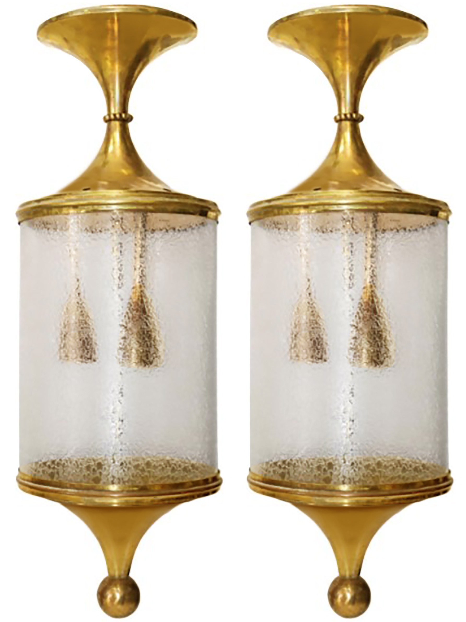 Pair of Pietro Chiesa Brass Lanterns C.1940's