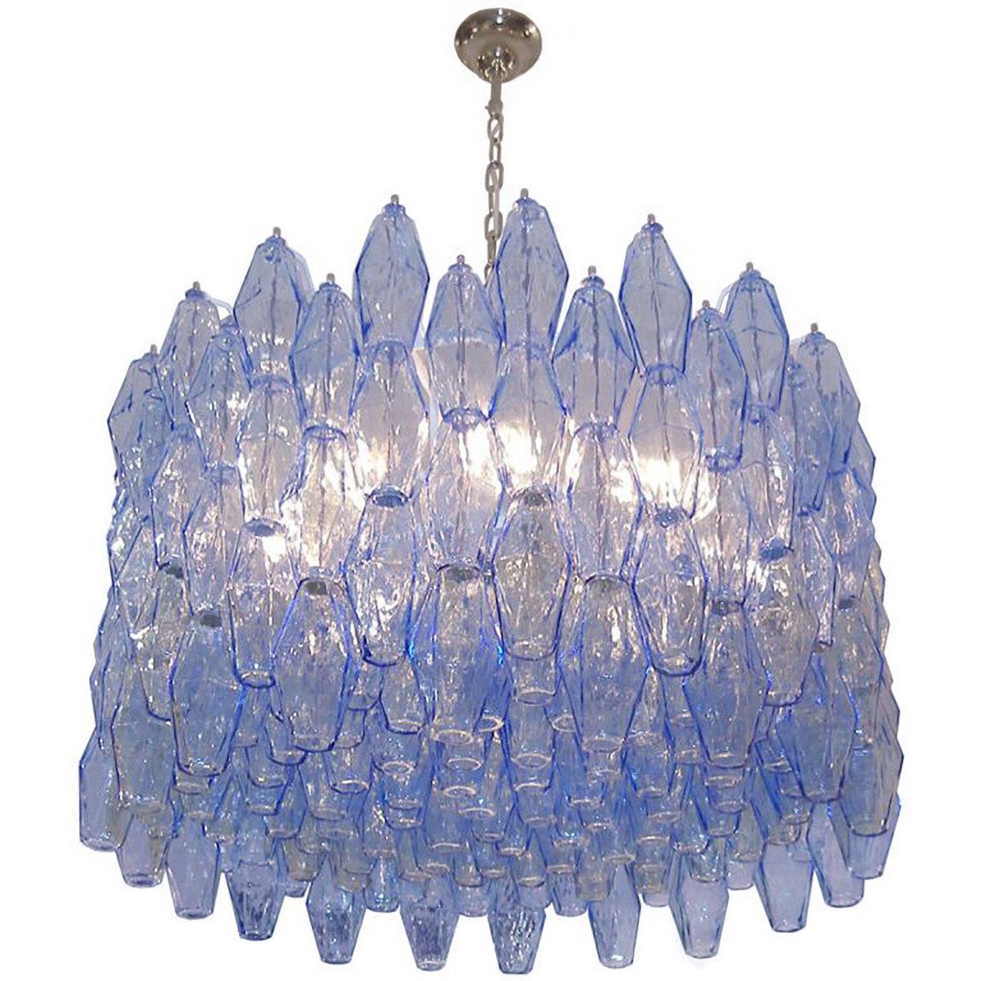 Polyhedral Blue Glass Chandelier