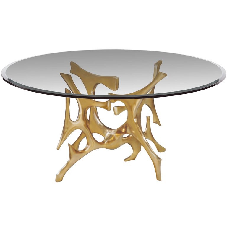 Signed Fred Brouard Abstract Gilt Bronze Dining Table Base