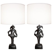 Pair of Black Abstract Figural Lamps by RIMA NY