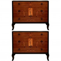 Italian Mahogany and Maple Chest of Drawers