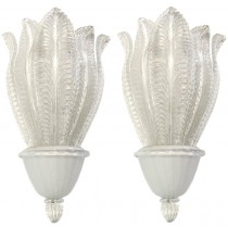 Pair of Large Barovier Glass Leaf Sconces ( 5 Sconces Available )