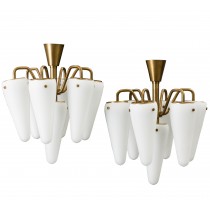 Pair of Glass and Brass Chandeliers by Hans-Agne Jakobsson