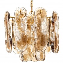 Mazzega Topaz and Clear Sculptural Glass Chandelier (Four Available)