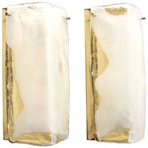 Pair of Brass and Glass Sconces by J. T. Kalmar
