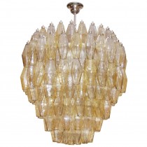 Venini Amber and Gray Polyhedral Glass Chandelier