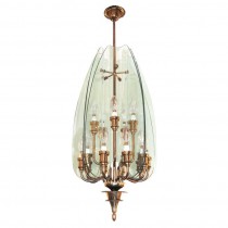 Pietro Chiesa for Fontana Arte Glass and Brass Chandelier