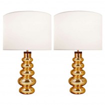 Pair of Johanfors Gold Glass Lamps