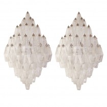 Pair of Venini Clear Glass Polyhedral Sconces