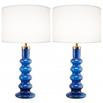 Pair of Large Swedish Blue Glass Lamps