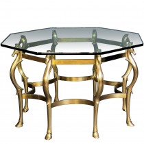 French Octagonal Shape, Bronze Horse Motif Center Table