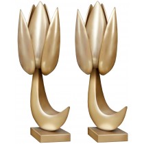 Pair of French Abstract Sculptural Bronze Lamps