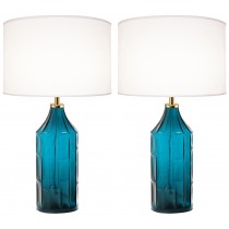 Pair of Large Swedish Teal Blue Lamps