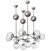 German Nickel Chandelier with Nickel and Glass Globes