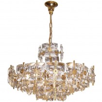 Gilt Brass and Glass Tiered Chandelier by Palwa
