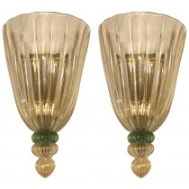 Pair of Barovier Fluted Glass Sconces